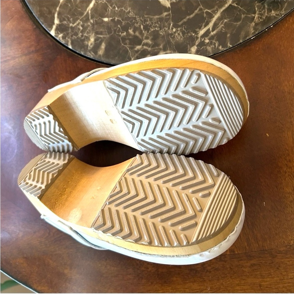 NEW BJORK Maja White Wood Look Sole 42 Open Back LEATHER Clogs (10.5) nurse - Picture 12 of 16